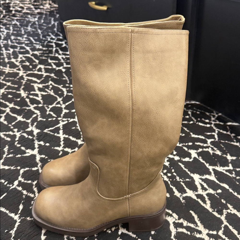 Athlefit Taupe Mid Calf Boots Size 8.5 NWOT | Square Toe Chunky Heel - Picture 7 of 10